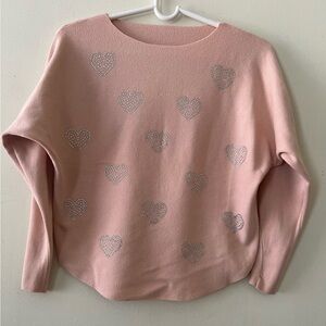 Cyrus Pink Sweater Top with Heart Accents